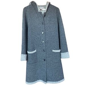 Marconi Wool Angora Blend Grey Hooded Jacket Sz S